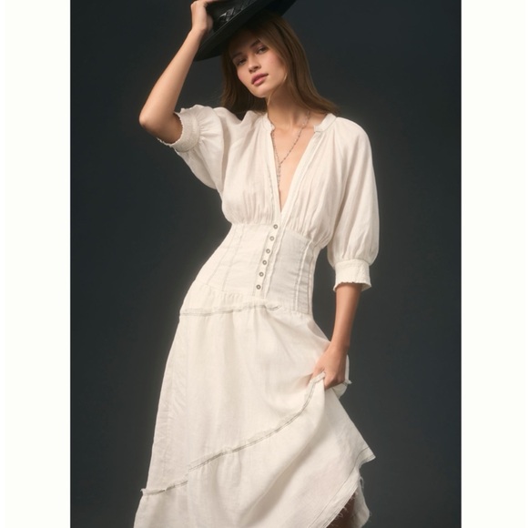 ❌Sold-Anthropologie V-Neck Corset Dress - Picture 3 of 15